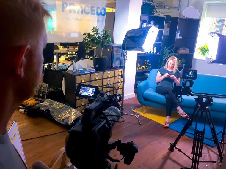 Two-camera interview set up in a client's office