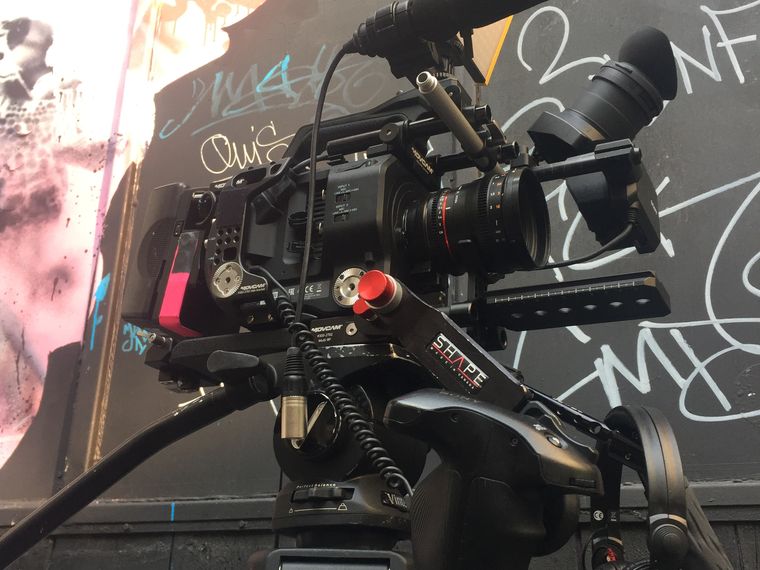 Camera and sound rig ready on location